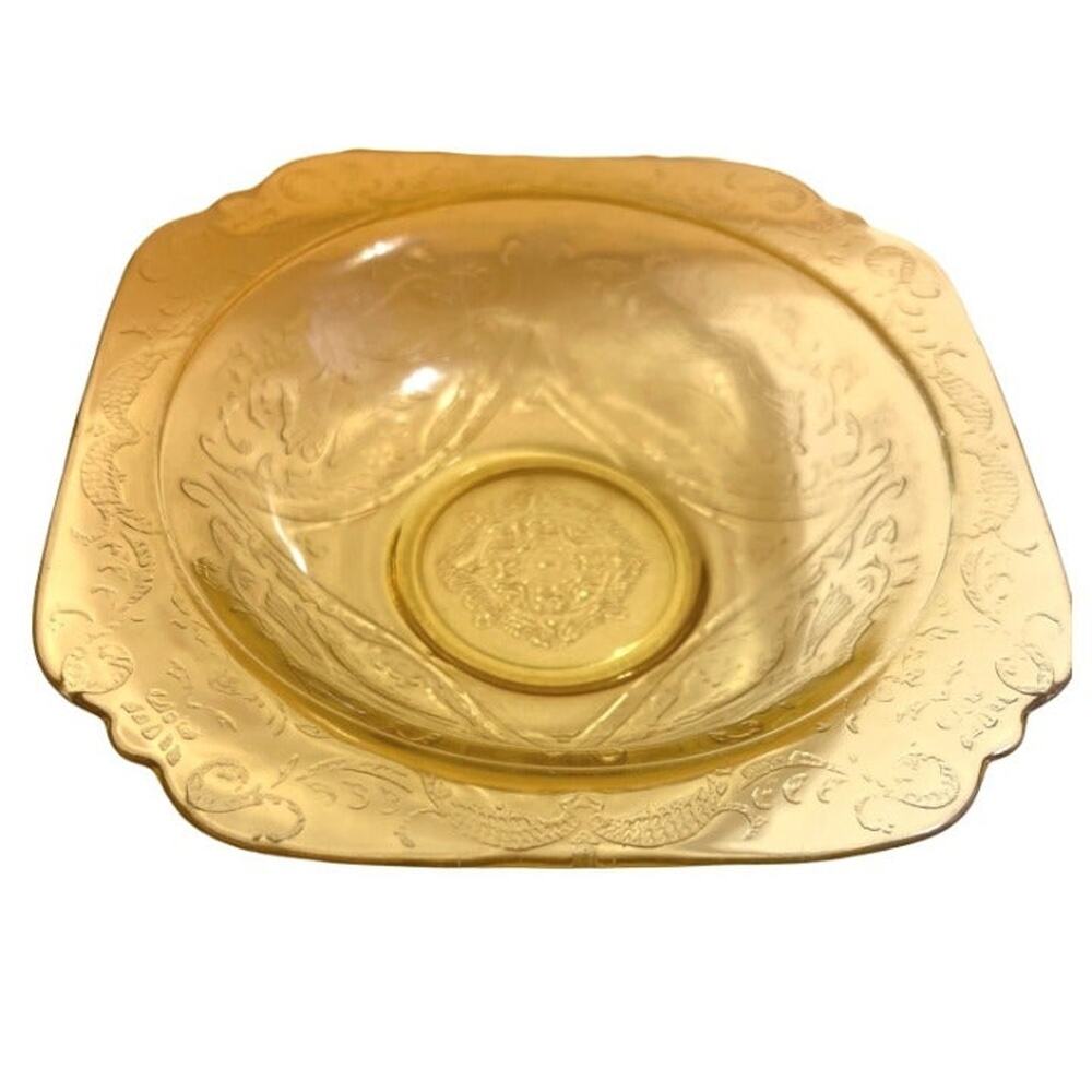 Vintage Amber Madrid Pattern Federal Glass 1930's Set of 5 Bowls